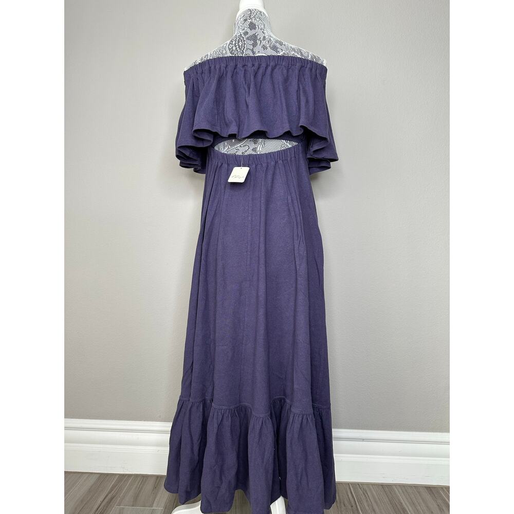 FREE PEOPLE Women's Off The Shoulder Midi With Back Cut Out Ruffle Hem Size XS - Picture 8 of 11
